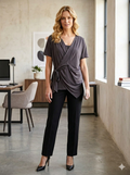 Espresso Asymmetric Knot-Detail Top | Work-to-Weekend