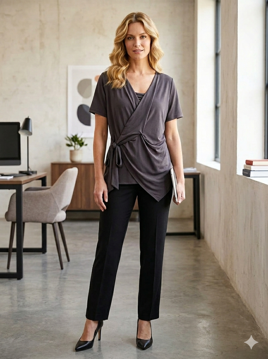 Espresso Asymmetric Knot-Detail Top | Work-to-Weekend