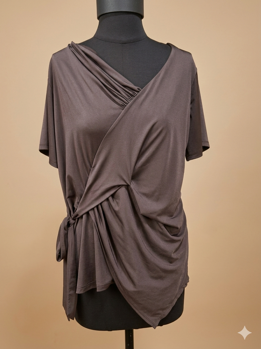 Espresso Asymmetric Knot-Detail Top | Work-to-Weekend