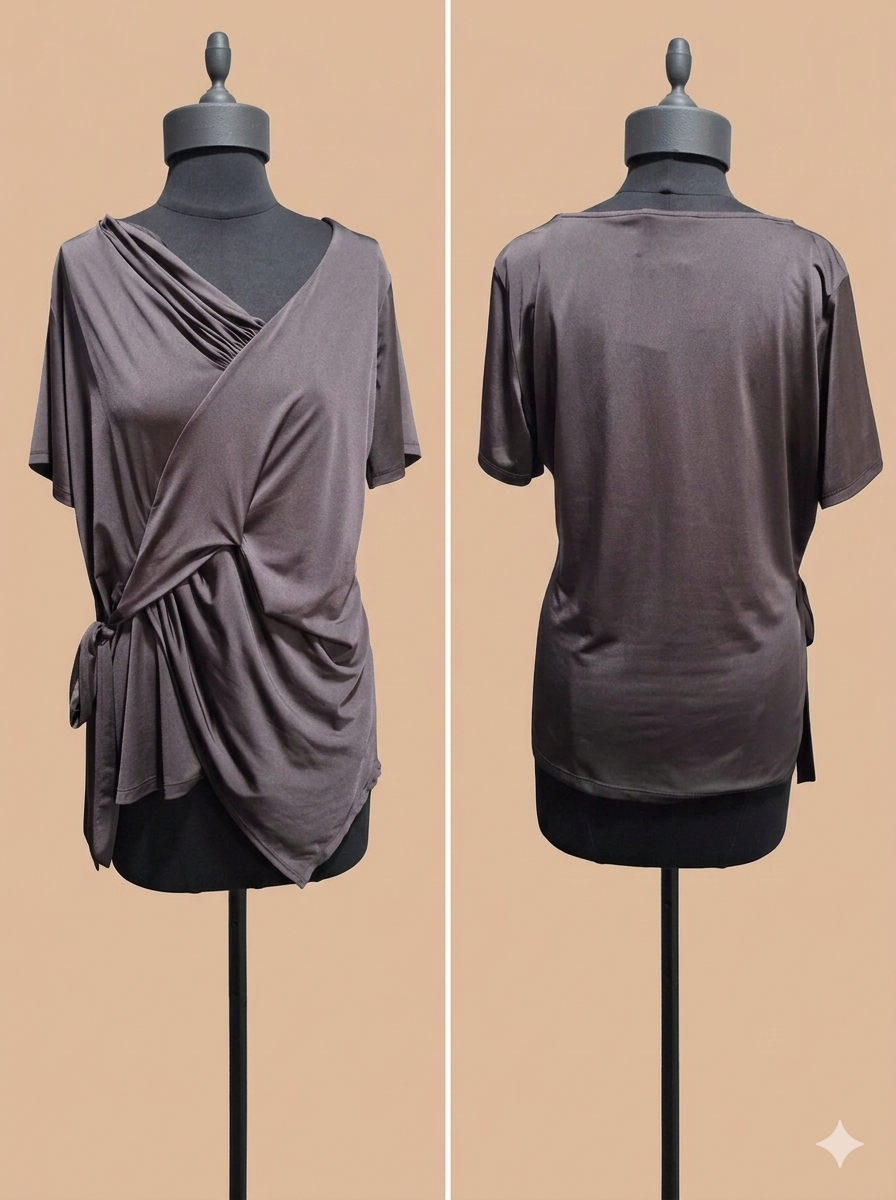 Espresso Asymmetric Knot-Detail Top | Work-to-Weekend
