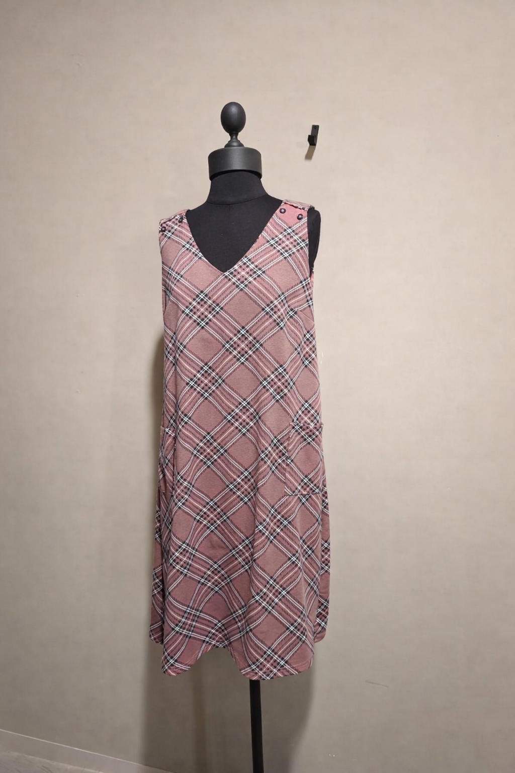 The "Day Out" Pink Checkered Sleeveless Mini Dress