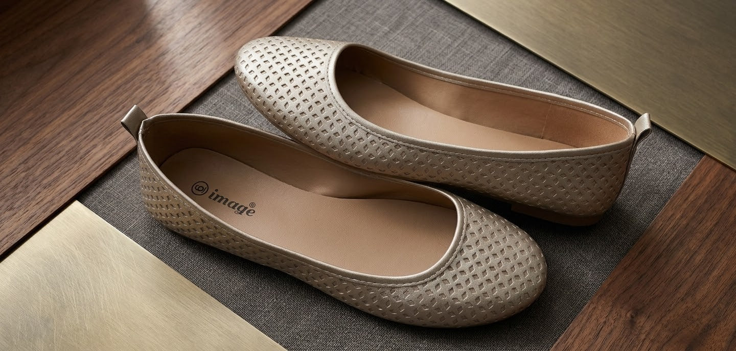 Classic Gold Laser-Cut Ballet Flat (Size 6)