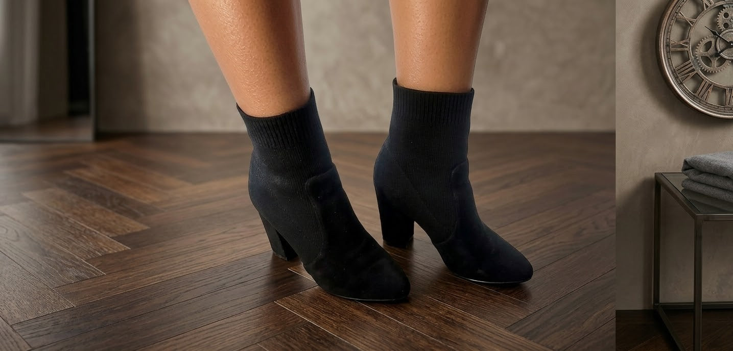Sleek & Seamless: The Ultimate Black Stretch-Fit Ankle Boot