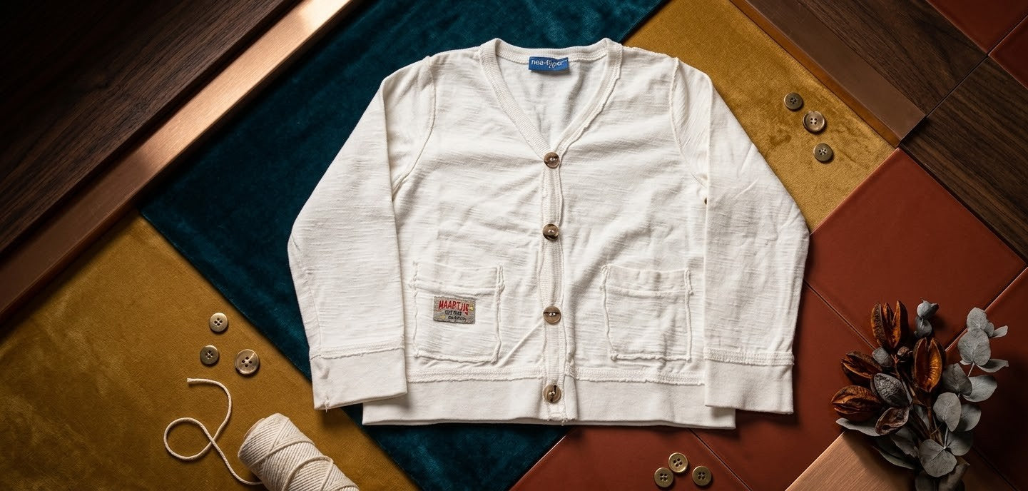 Naartjie Kids’ 100% Cotton Textured Cardigan | Cream White | 18-24 Months