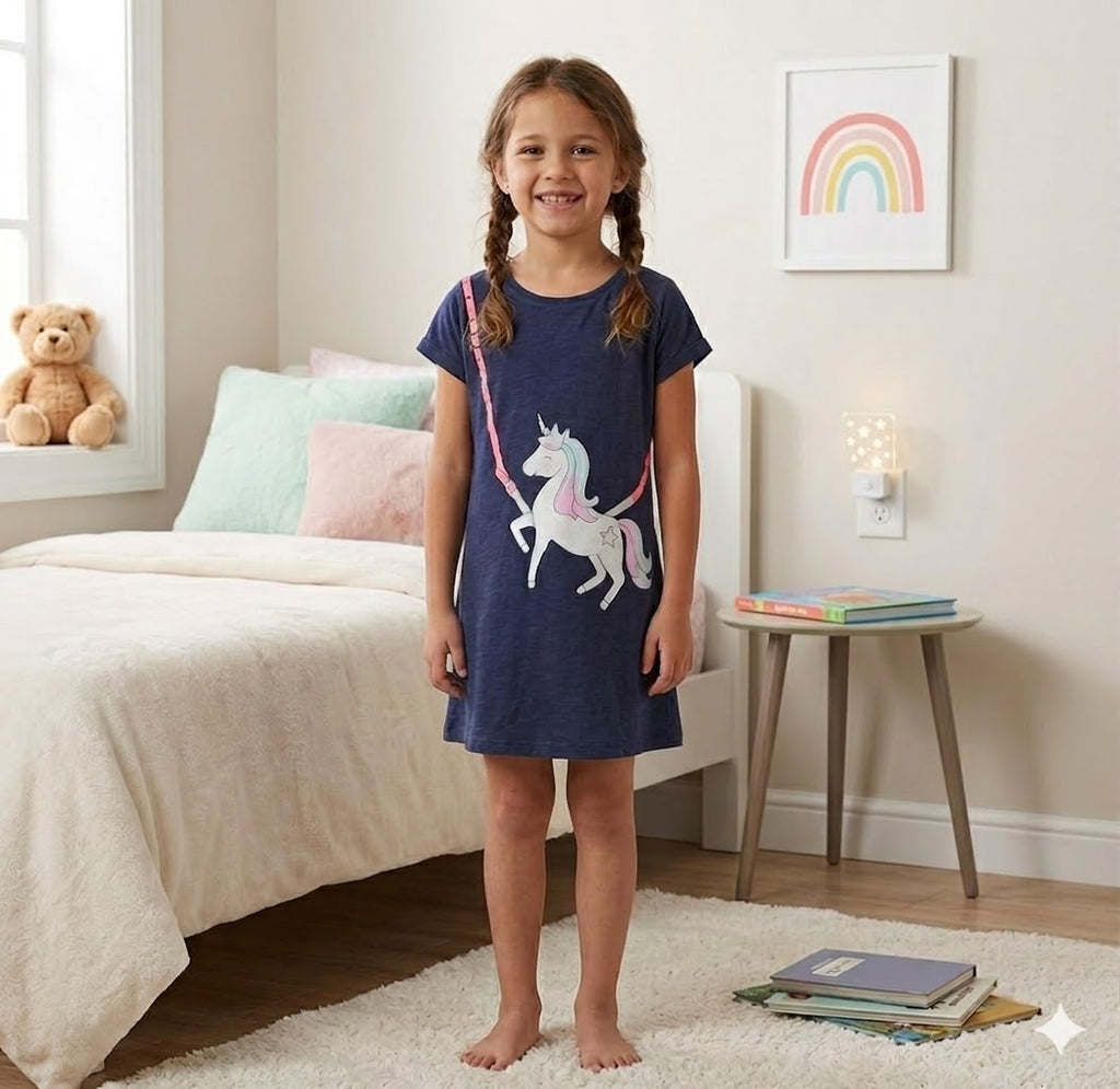 Girls' Magical Unicorn Cotton Sleep Dress