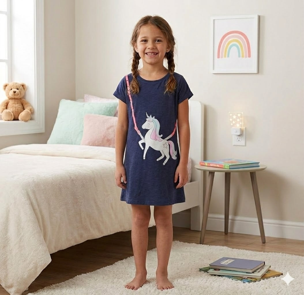 Girls' Magical Unicorn Cotton Sleep Dress