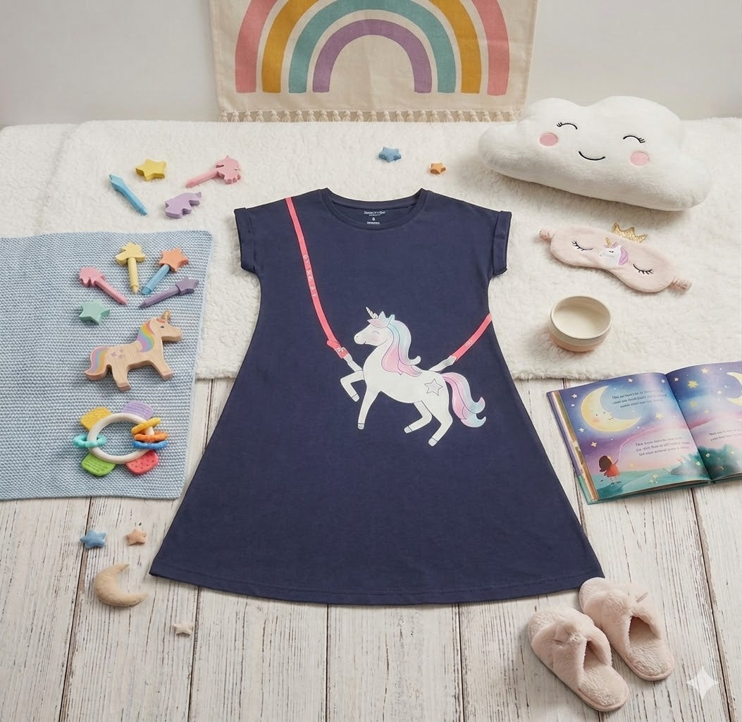 Girls' Magical Unicorn Cotton Sleep Dress