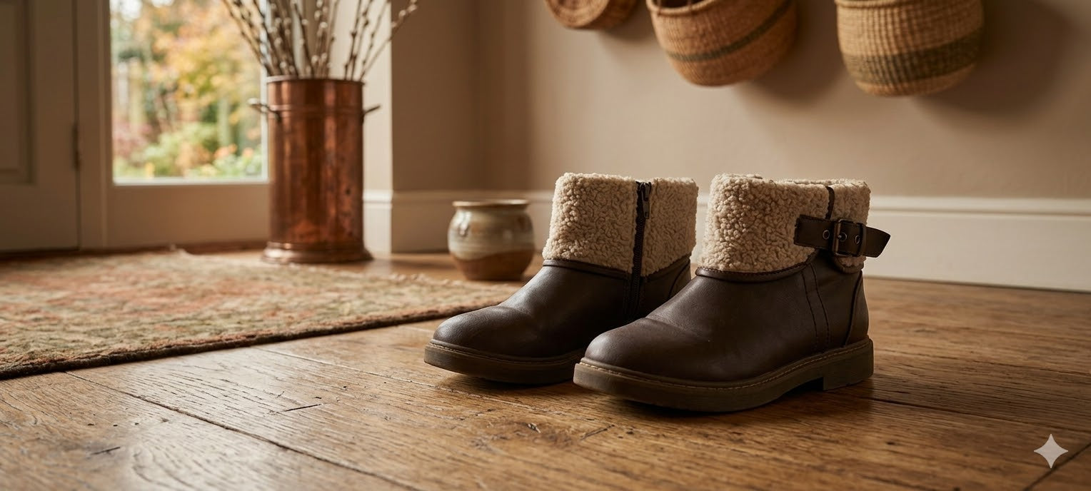 Girls' Winter Wonderland Faux-Leather Ankle Boots – Size 12 Kids