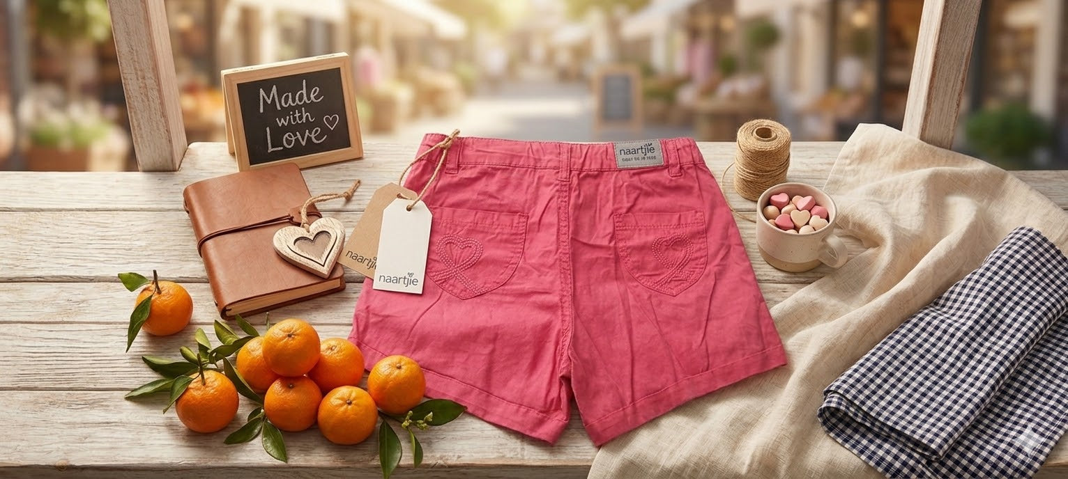 Naartjie Kids Girls' Heart-Pocket Cotton Shorts