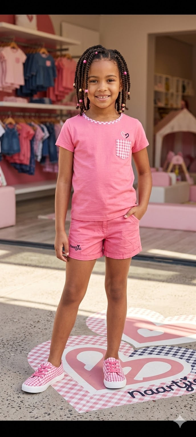 Naartjie Kids Girls' Heart-Pocket Cotton Shorts