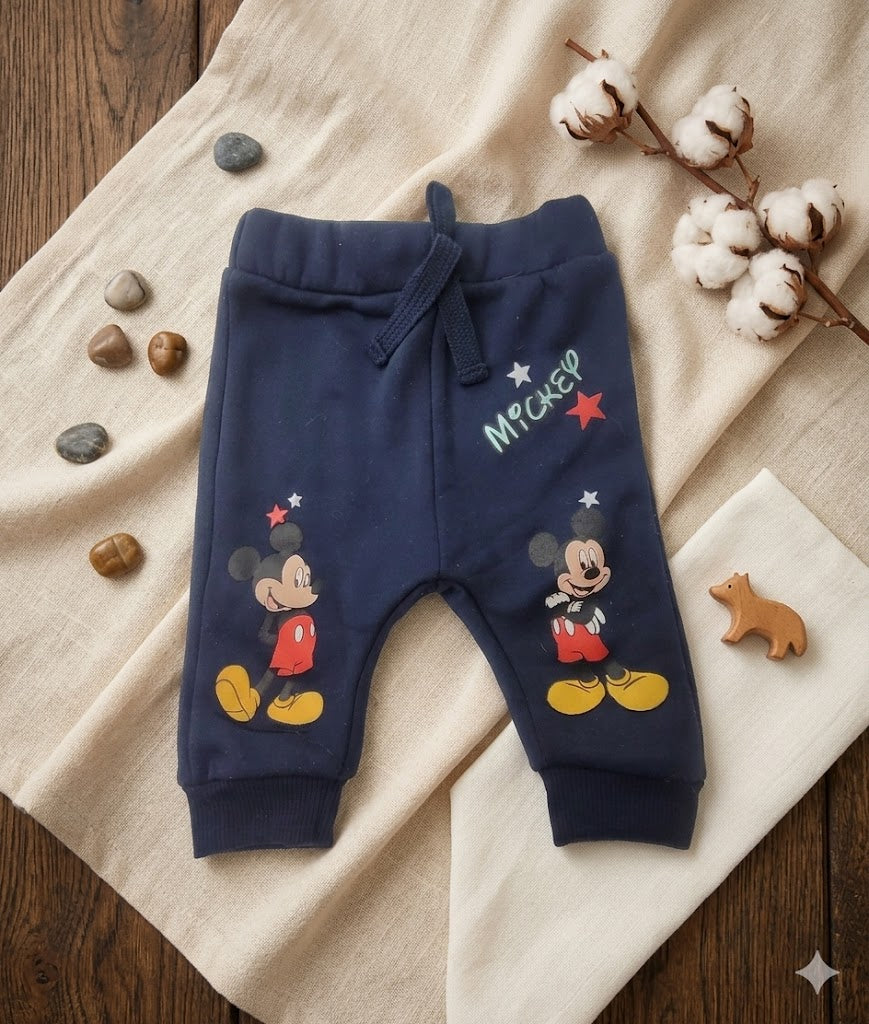 Disney Magic Mickey Mouse Fleece Joggers | Cozy Navy Baby Pants (0-3 Months)