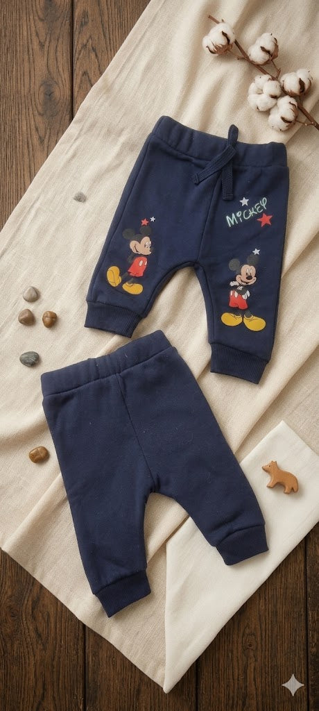 Disney Magic Mickey Mouse Fleece Joggers | Cozy Navy Baby Pants (0-3 Months)
