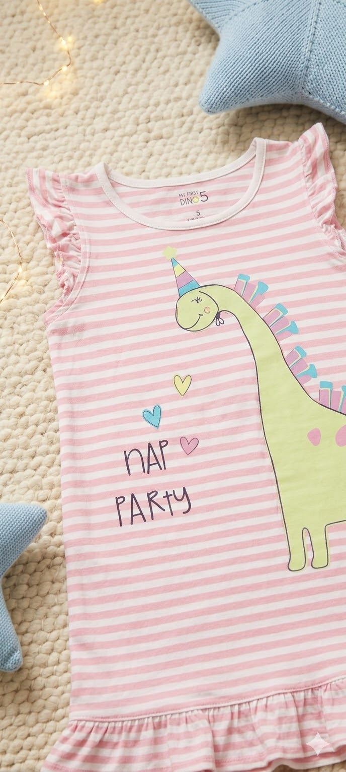 Woolworths Girls' 100% Cotton "Nap Party" Dino Pajama Dress