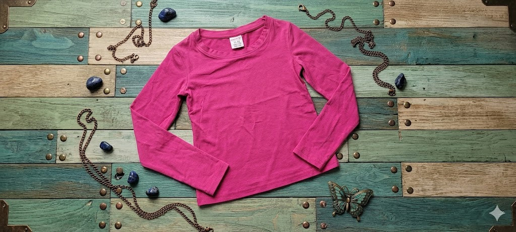 Girls' Vibrant Magenta Long Sleeve Essential Top