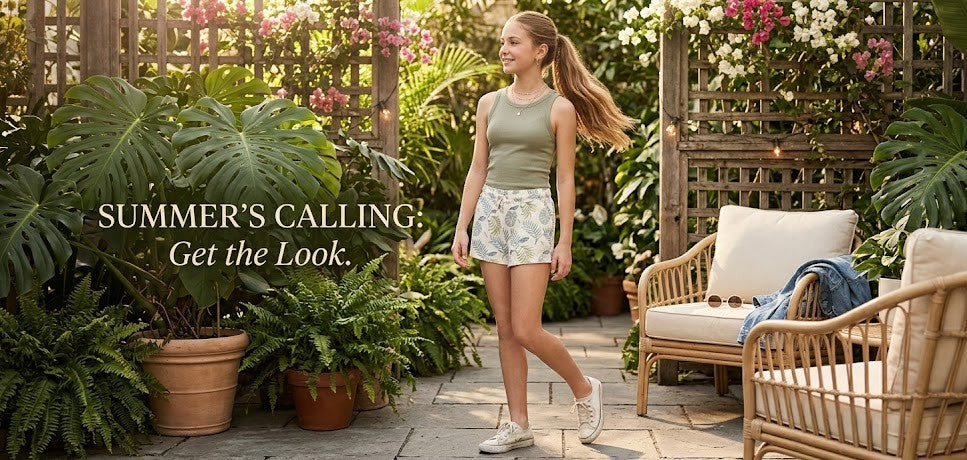 Girls’ Botanical Print Cotton Adventure Shorts