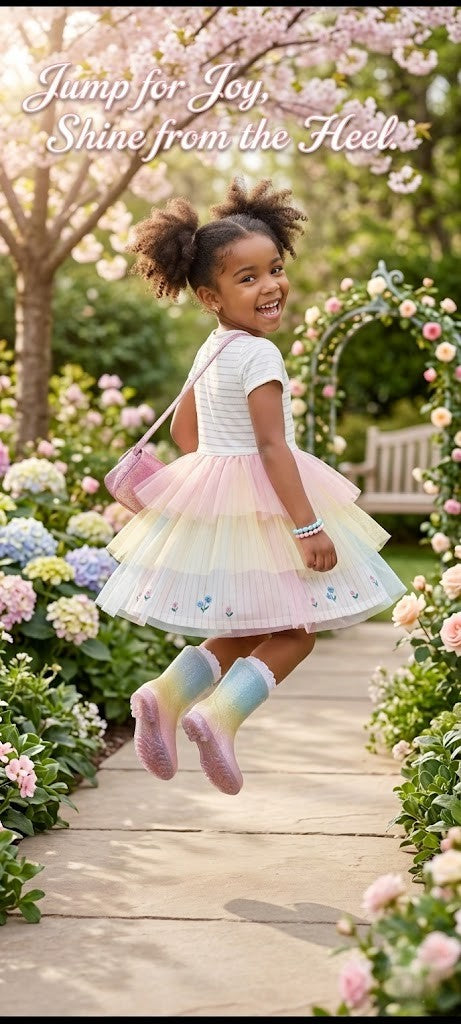 "Shine from the Heel" Pastel Glitter Boots  – Girls' Size 12