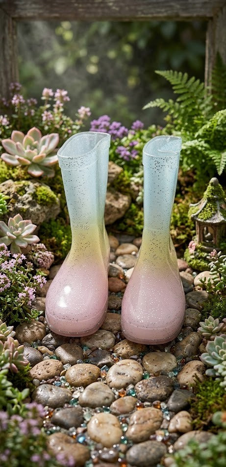 "Shine from the Heel" Pastel Glitter Boots  – Girls' Size 12