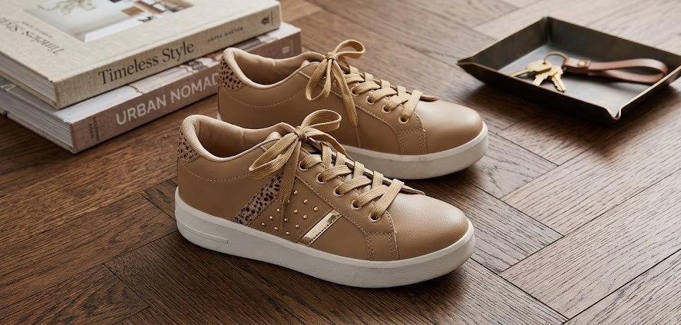 Spoilt Girls | Neutral Luxe Low-Top Sneakers – Women’s Size 5