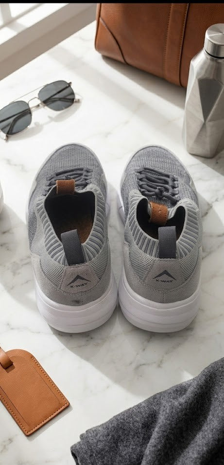 K-Way Men’s Grey Marl Knit Slip-On Sneakers – Size 10 – Excellent Condition