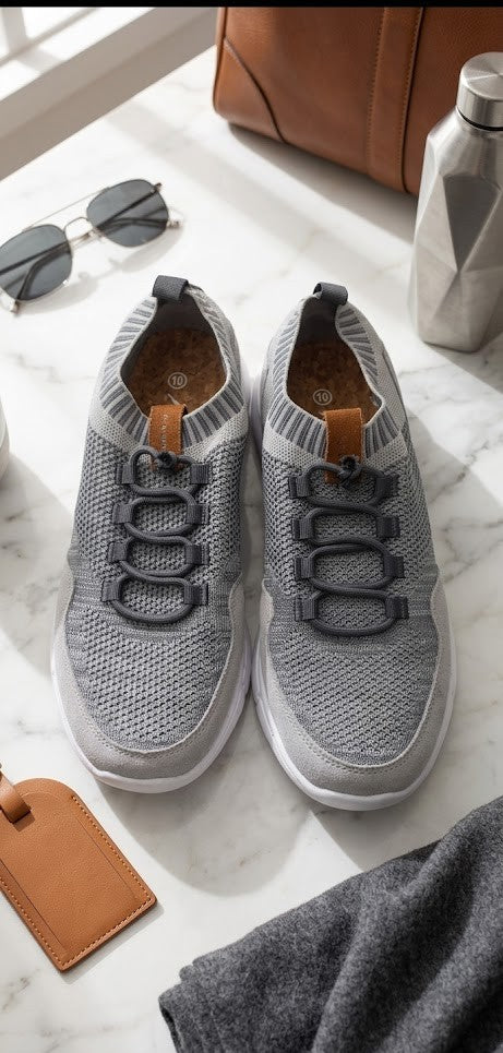 K-Way Men’s Grey Marl Knit Slip-On Sneakers – Size 10 – Excellent Condition