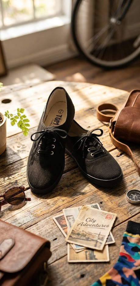 Tomy Takkies | Classic Black Canvas Lace-Up Sneakers | Size 7