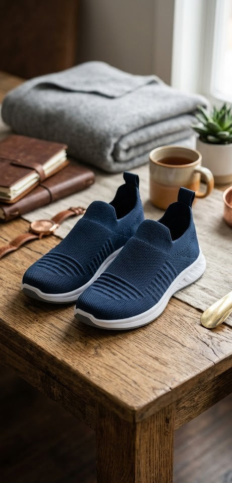 Pick n Pay Kids | Navy Knit Slip-On Sneakers | Boys Size 13 (Excellent Condition)