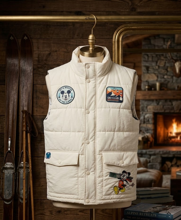 Disney BoxLunch Mickey Mouse Ski Club Quilted Puffer Over