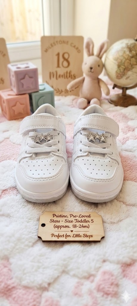 Sparkling Star Toddler Sneakers – White | Size 5