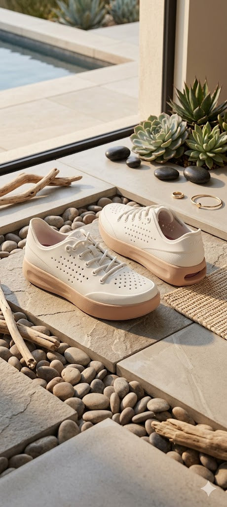 Crocs Women's Classic Slip-On Sneakers - Off-White/Peach - Size 7