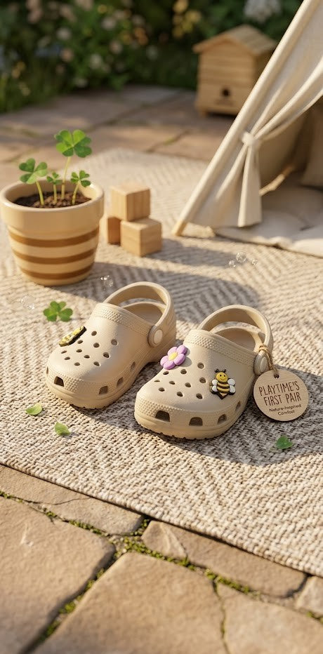 Little Explorer Unisex Classic Clogs – Neutral Stone (Size 4 Toddler)