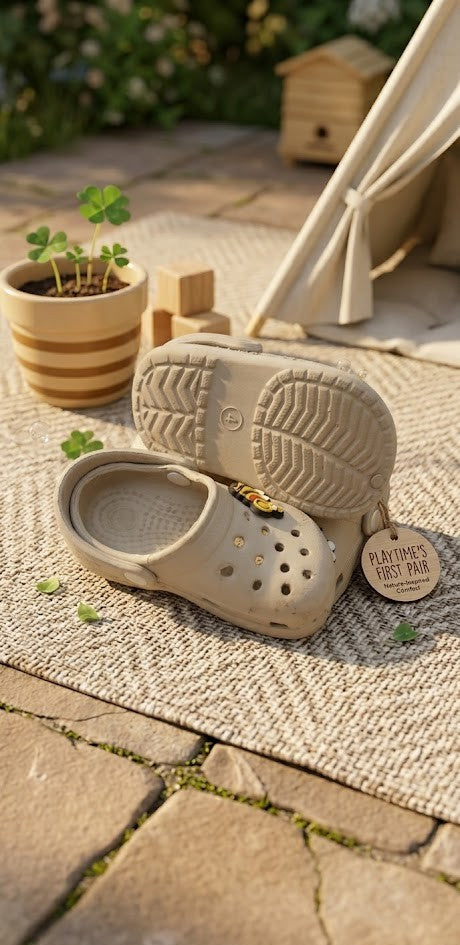 Little Explorer Unisex Classic Clogs – Neutral Stone (Size 4 Toddler)