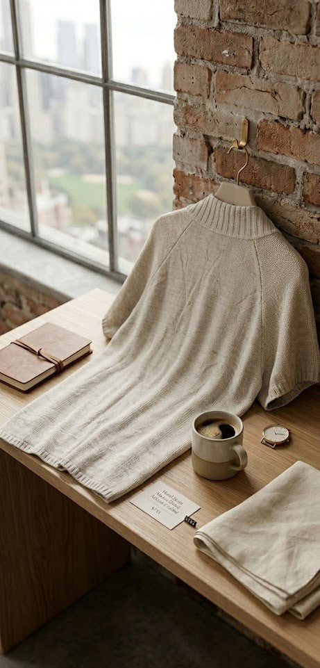 Beige Cable-Knit Short Sleeve Cardigan | Relaxed Fit | Size L/XL