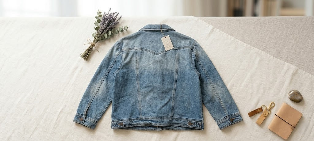 Chic Cropped 3/4 Sleeve Denim Jacket – Vintage Blue (Size 38)