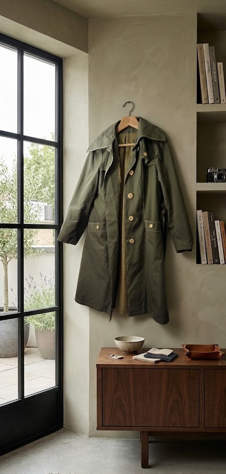 The Ultimate Urban Trench: Olive Utility Overcoat (Size 38)