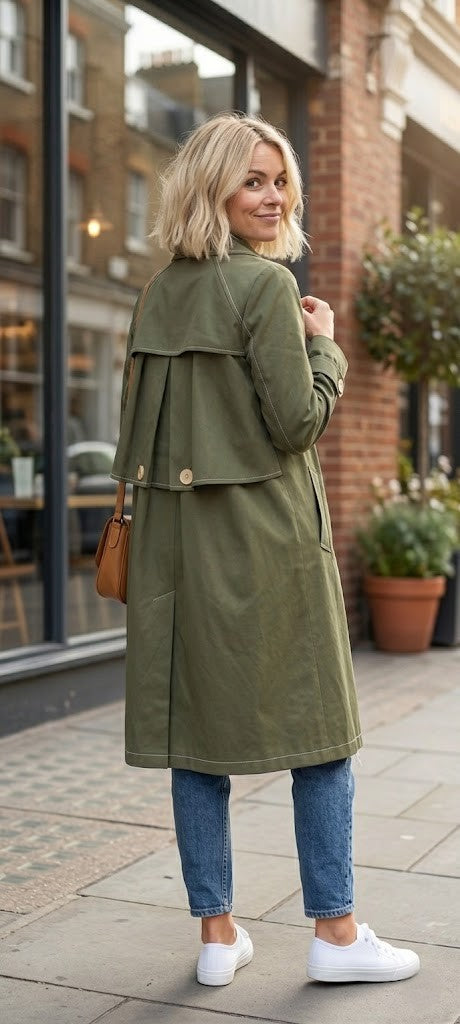 The Ultimate Urban Trench: Olive Utility Overcoat (Size 38)