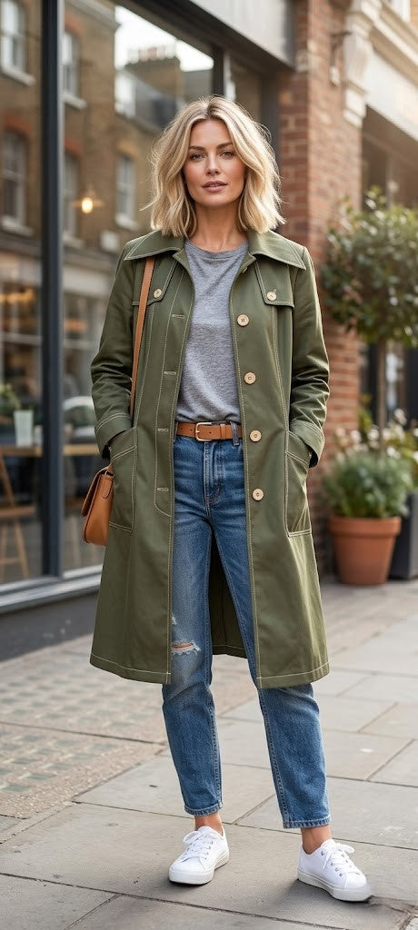 The Ultimate Urban Trench: Olive Utility Overcoat (Size 38)