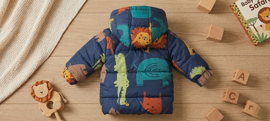 Cuddly Safari - Brand New Baby Hooded Puffer Jacket (3-6 Months)