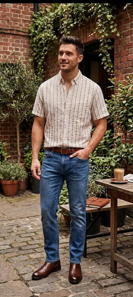 Woolworths Men's Regular Fit 100% Cotton Striped Shirt – XXL