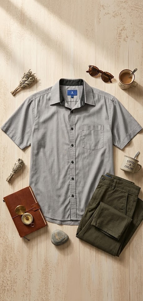 Barons mens' short sleeve button-down shirt