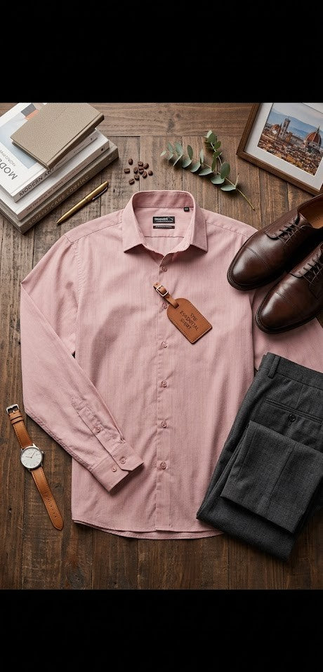 Markhams Men’s Slim Fit Button-Down – Dusty Pink (XL)