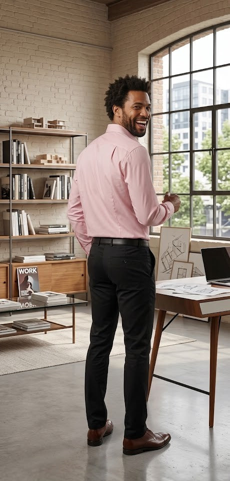 Markhams Men’s Slim Fit Button-Down – Dusty Pink (XL)