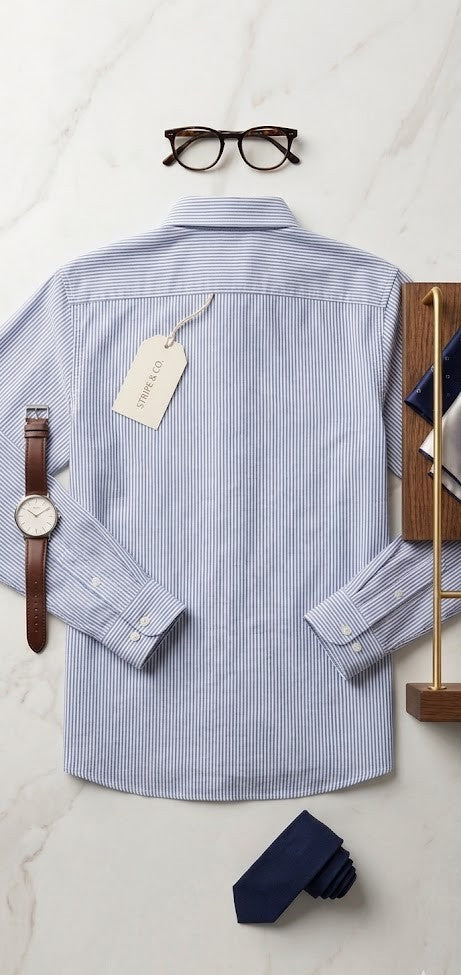 Old Khaki Men's Slim Fit Striped Shirt - 100% Cotton (Medium)