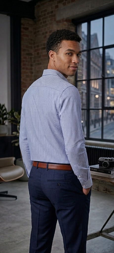 Old Khaki Men's Slim Fit Striped Shirt - 100% Cotton (Medium)