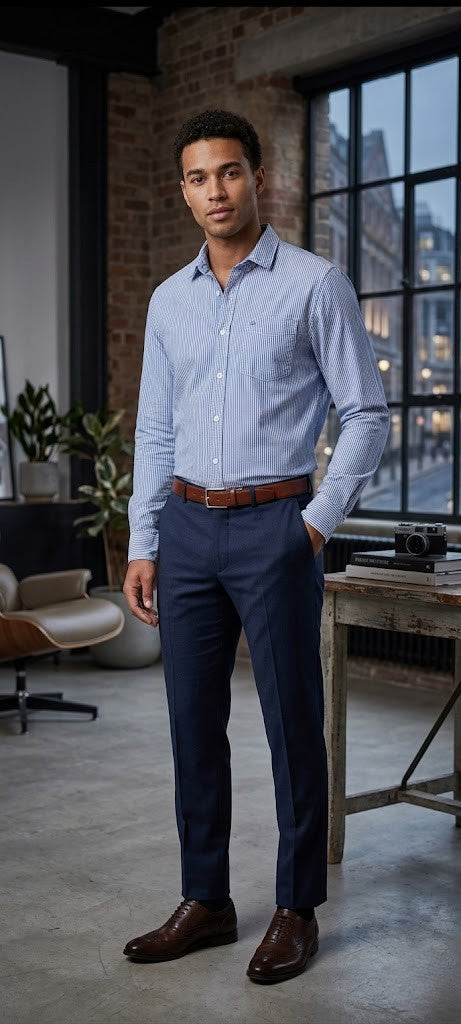 Old Khaki Men's Slim Fit Striped Shirt - 100% Cotton (Medium)