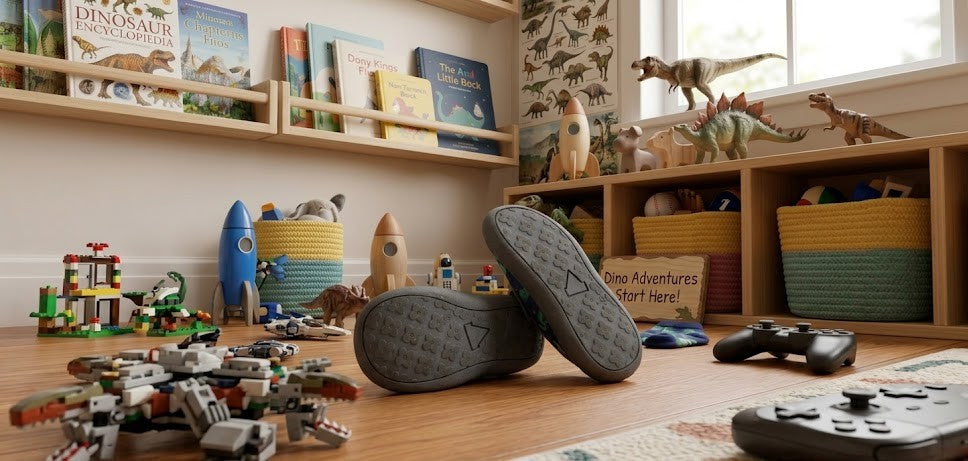 Squiggle Dino Adventure Canvas Slippers – Size 8 (Ages 7-8)