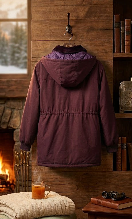 Classic Plum Hooded Utility Jacket