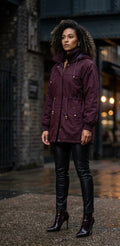 Classic Plum Hooded Utility Jacket