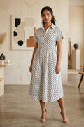 Chic Geometric Print Button-Down Dress