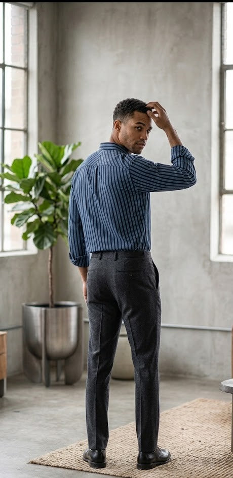 Oakridge Men's Modern Fit Vertical Stripe Shirt - 100% Cotton - XXL