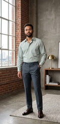 Edgars Men's Cotton Button-Down Shirt in Sage Green - Size 41